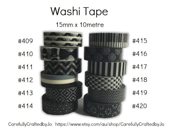 Washi Tape - Black - 15mm x 10 metres - High Quality Masking Tape