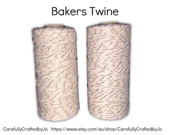 Baker's Twine 100 Metre Spool - Metallic White/Coppet White/Red Twine - 12 Ply (1.5mm) Cotton String