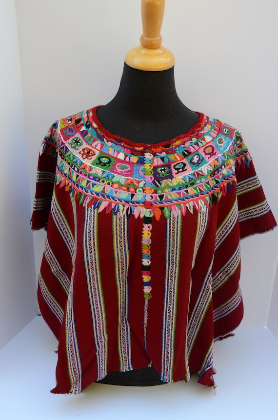 Huipil Maya Red Blouse Textiles Embroidered - image 6
