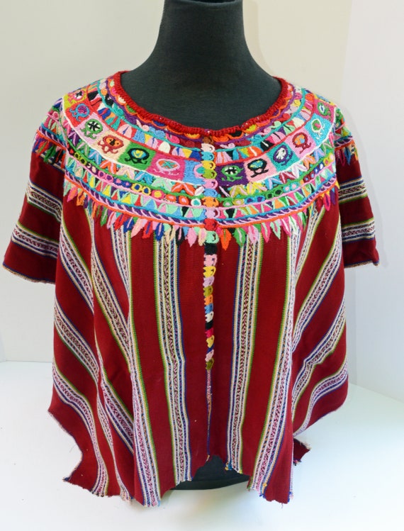 Huipil Maya Red Blouse Textiles Embroidered - image 1