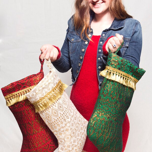 Christmas Stocking  GREEN Elegant Festive