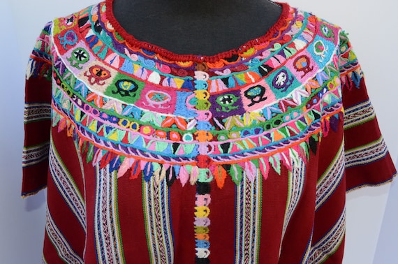 Huipil Maya Red Blouse Textiles Embroidered - image 2