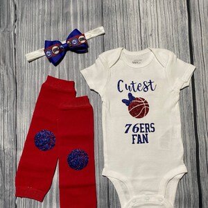 Cutest Philadelphia 76ers fan bodysuit or Tshirt, girl basketball bodysuit, glitter basketball bodysuit, glitter 76ers, bodysuit NBA