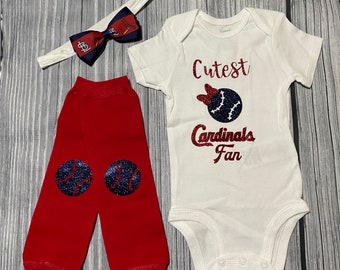 Cutest St. Louis Cardinals fan bodysuit or Tshirt, girl baseball bodysuit, glitter baseball bodysuit, glitter Cardinals, bodysuit MLB