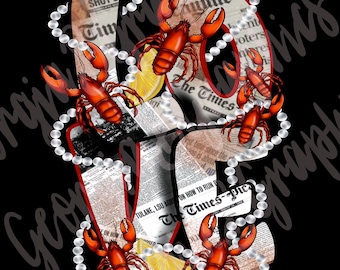 Louisiana Love PNG – Crawfish & Pearls Design – Southern Boil Shirt Graphic – Cajun Pride Sublimation Download – NOLA Inspired Art