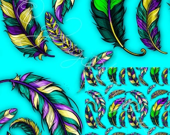 Mardi Gras Feathers Seamless Pattern
