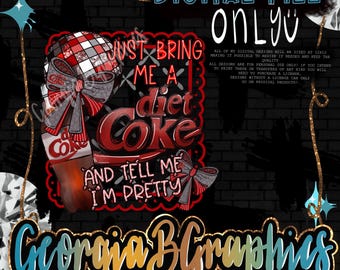 Diet Coke Disco Bow PNG | DTF Ready, Coquette Design (Digital Download)