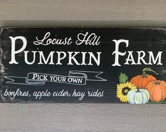 Customized family name pumpkin farm sign, porch decor, farm, fall