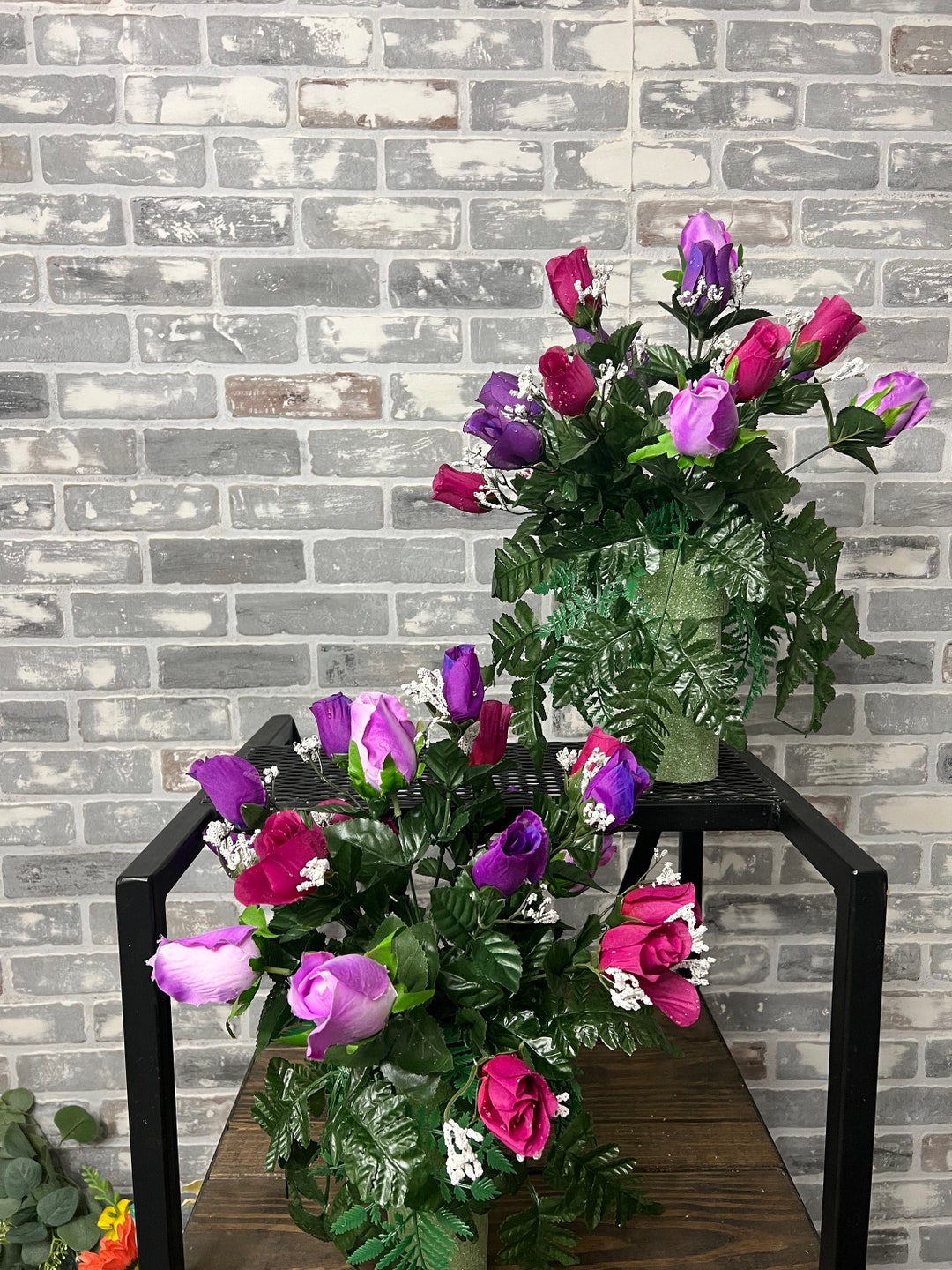 Memorial Day Cemetery Vase Inserts Rosebud Graveside Arrangement Spring