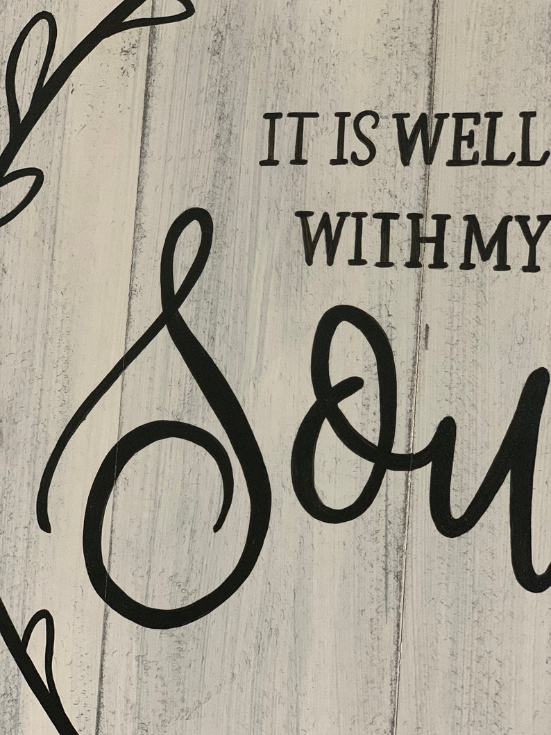 Farmhouse style distressed look wood sign weathered It is well with my soul hand painted pallet board style scripture sign