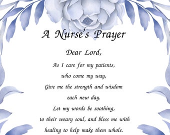 A Nurses Prayer Printable Nurses Nurse Gift Nurse Wall Art Etsy