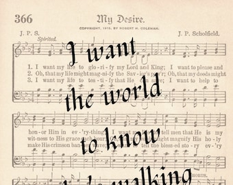 He's walking by my side Hymn Sheet Music | I want the wold to know Printable | My Desire Hymn | Digital Download