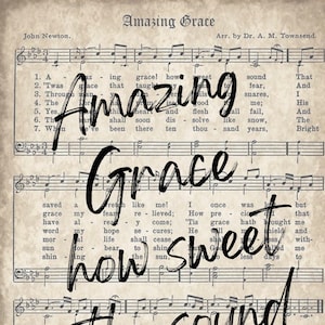 Amazing Grace Sheet Music | Amazing Grace Printable | Set of 2 Printable Pages | 2 Pages Amazing Grace