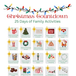Christmas Countdown, Christmas Activity Calendar, Christmas Activity Printable,  Holiday, Holiday Bucket List, Christmas Family Activity