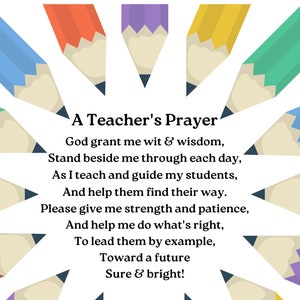 A Teacher&#39;s Prayer Printable,  Teachers, Teacher Gift, Teacher Wall Art, Teacher Birthday