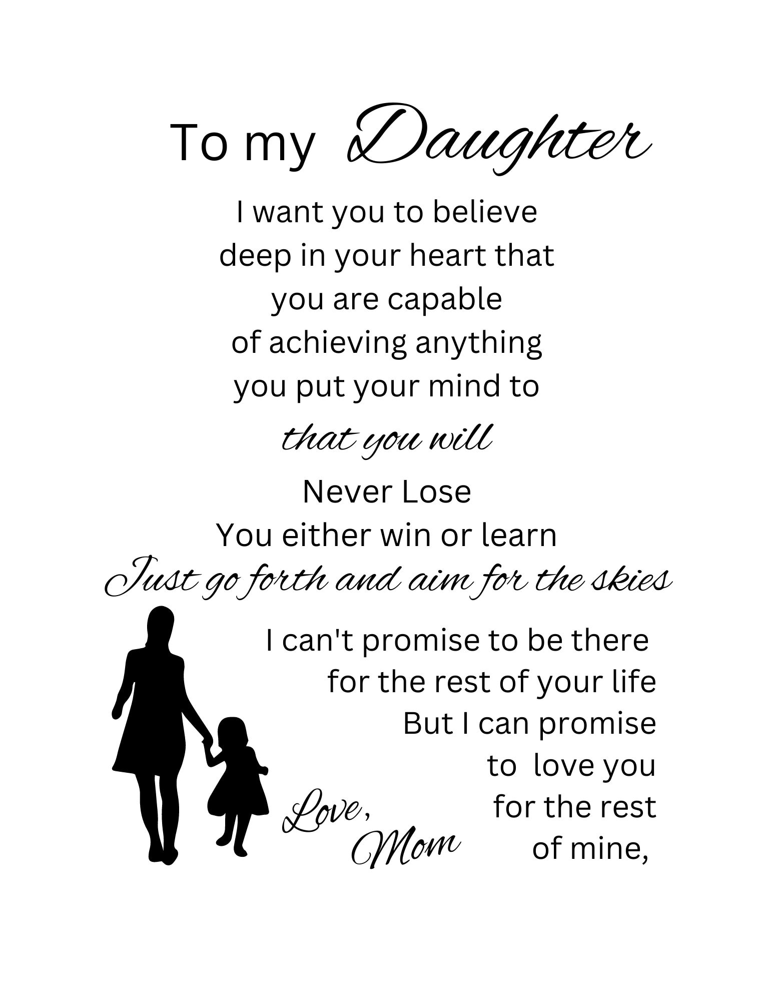 To My Daughter Prayer, Daughter Prayer Printable, Daughter Gift
