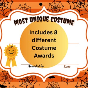 Printable (8) Different Halloween Costume Award Certificates  / Halloween Costume Contests / Costume Contest Categories Awards