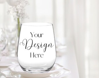 Stemless Wineglass Mockup, Wedding Styled Stock Photo (JPG Digital Download)