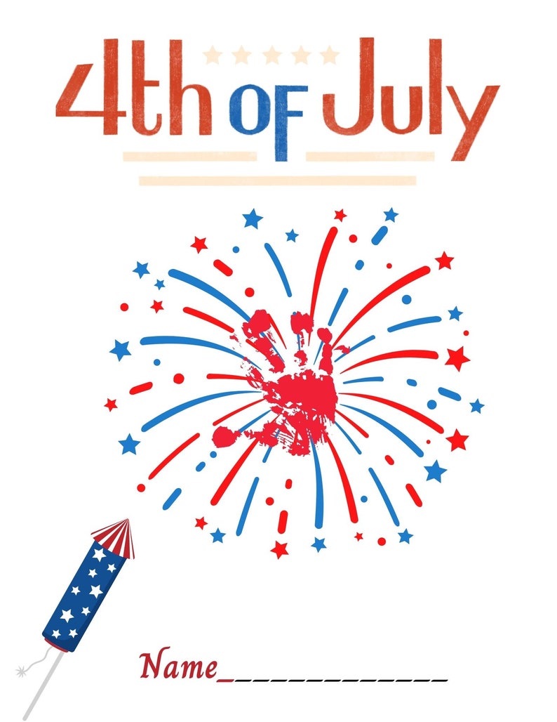 Printable 4th of July Family Fun Handprint Fireworks Art, Fireworks ...