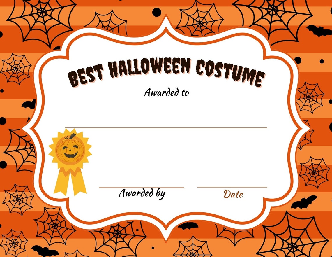 Printable 8 Different Halloween Costume Award Certificates / - Etsy