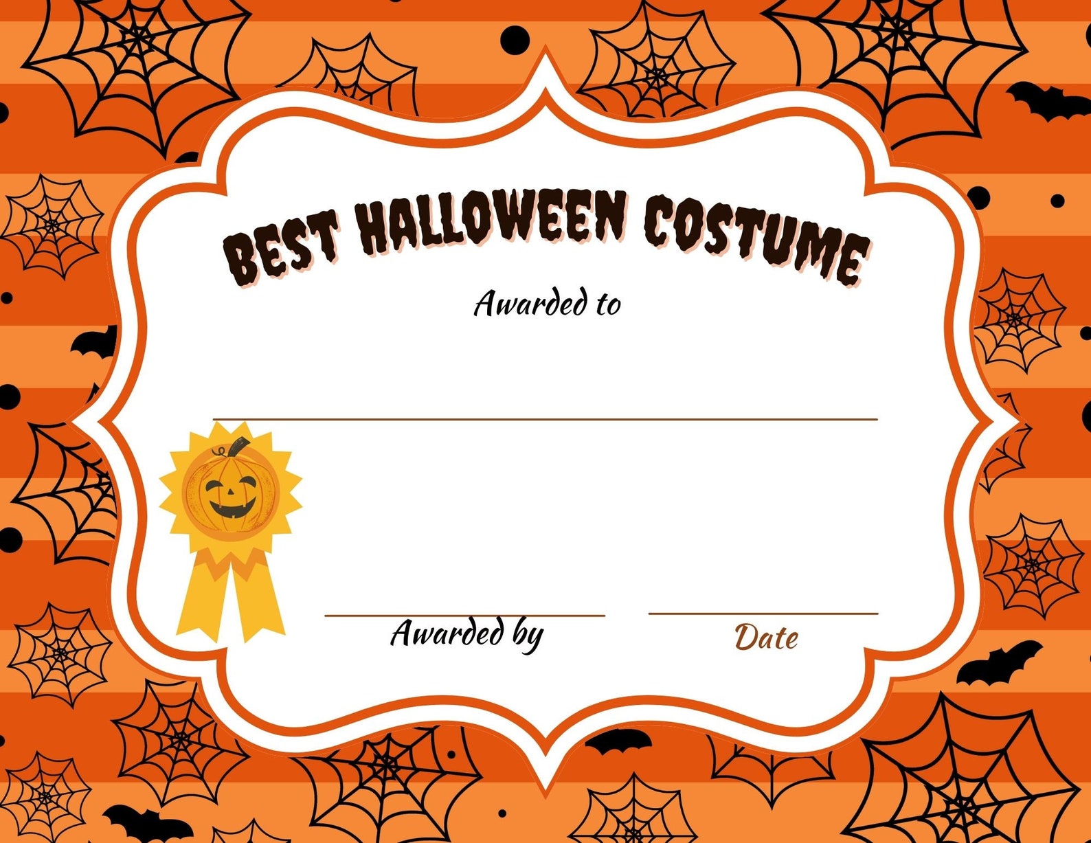 Printable 8 Different Halloween Costume Award Certificates / Halloween ...