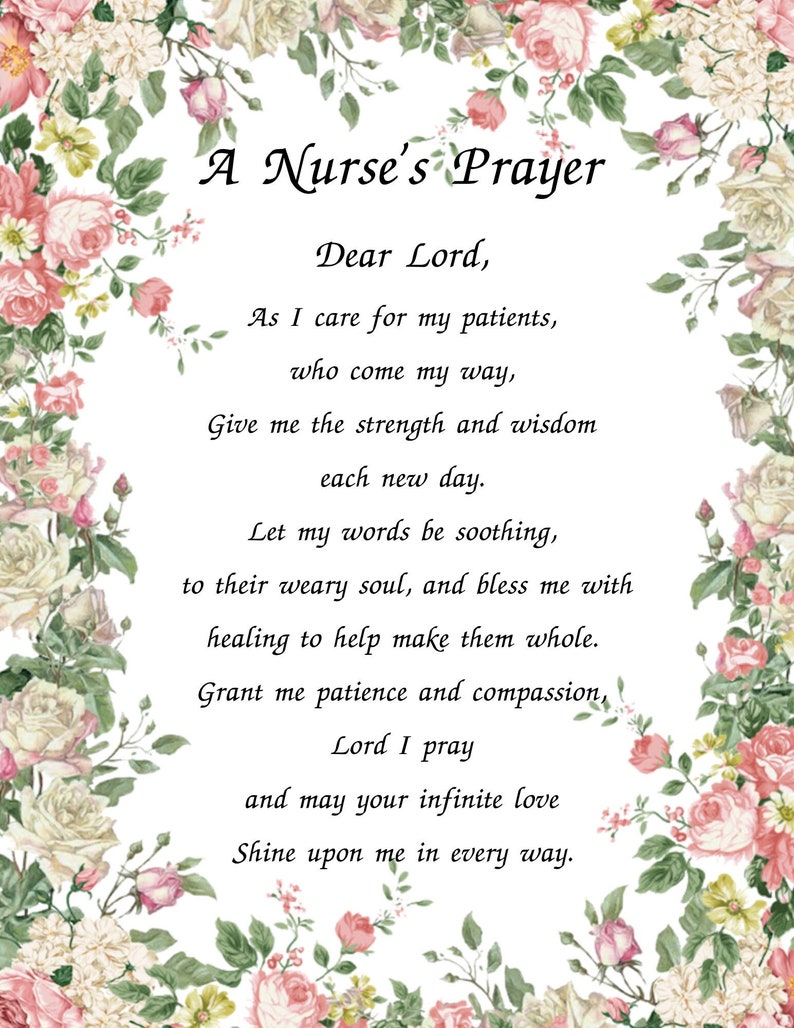 A Nurses Prayer Printable, Nurses, Nurse Gift, Nurse Wall Art Etsy