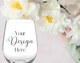 Stemless Wine Glass Mockup, Styled Stock Photo (Digital Download)