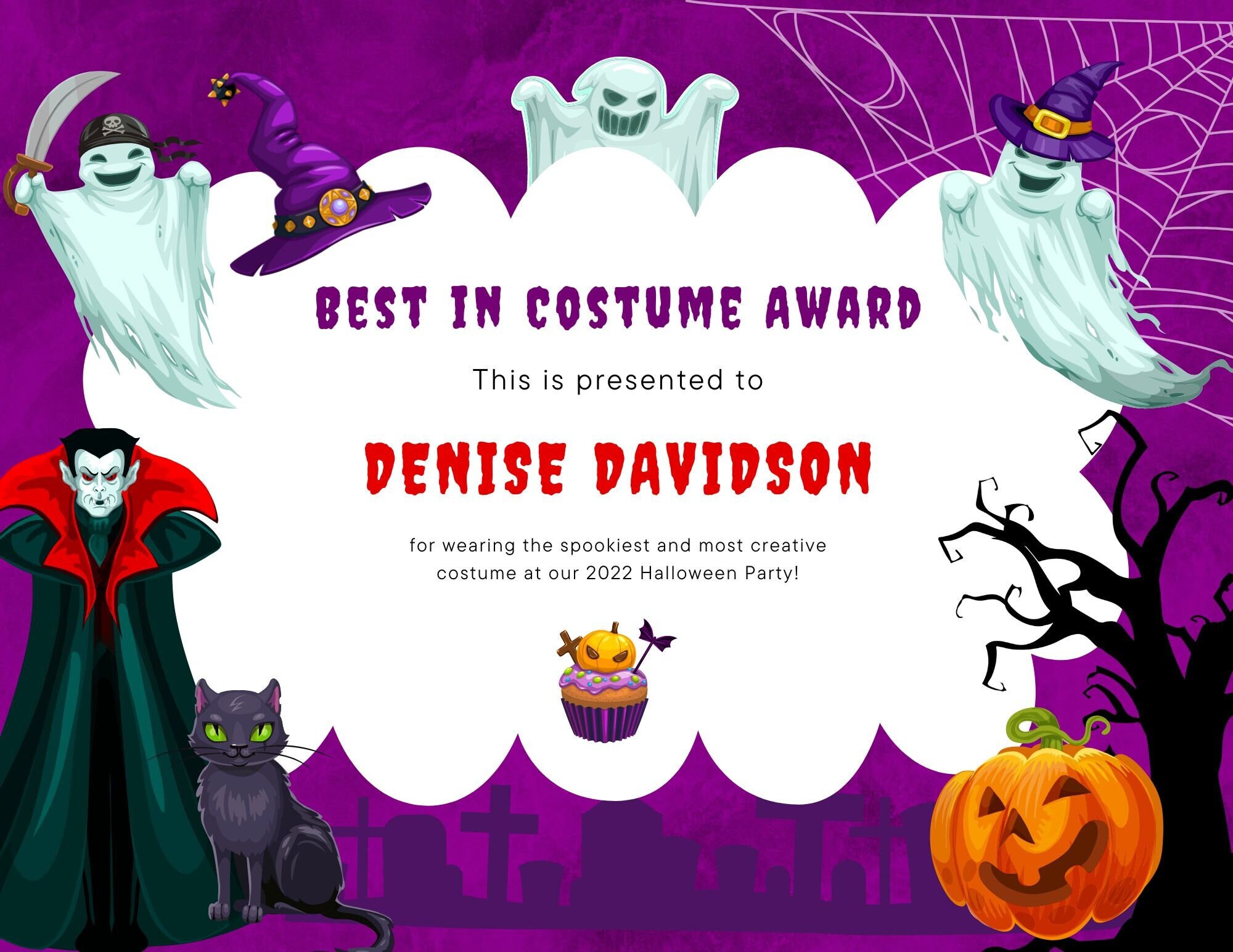 INSTANT DOWNLOAD Editable Best Costume Award / Halloween Costume