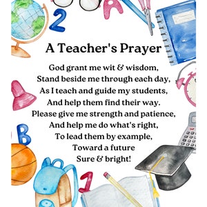 A Teacher's Prayer Printable, Teachers, Teacher Gift, Teacher Wall Art ...