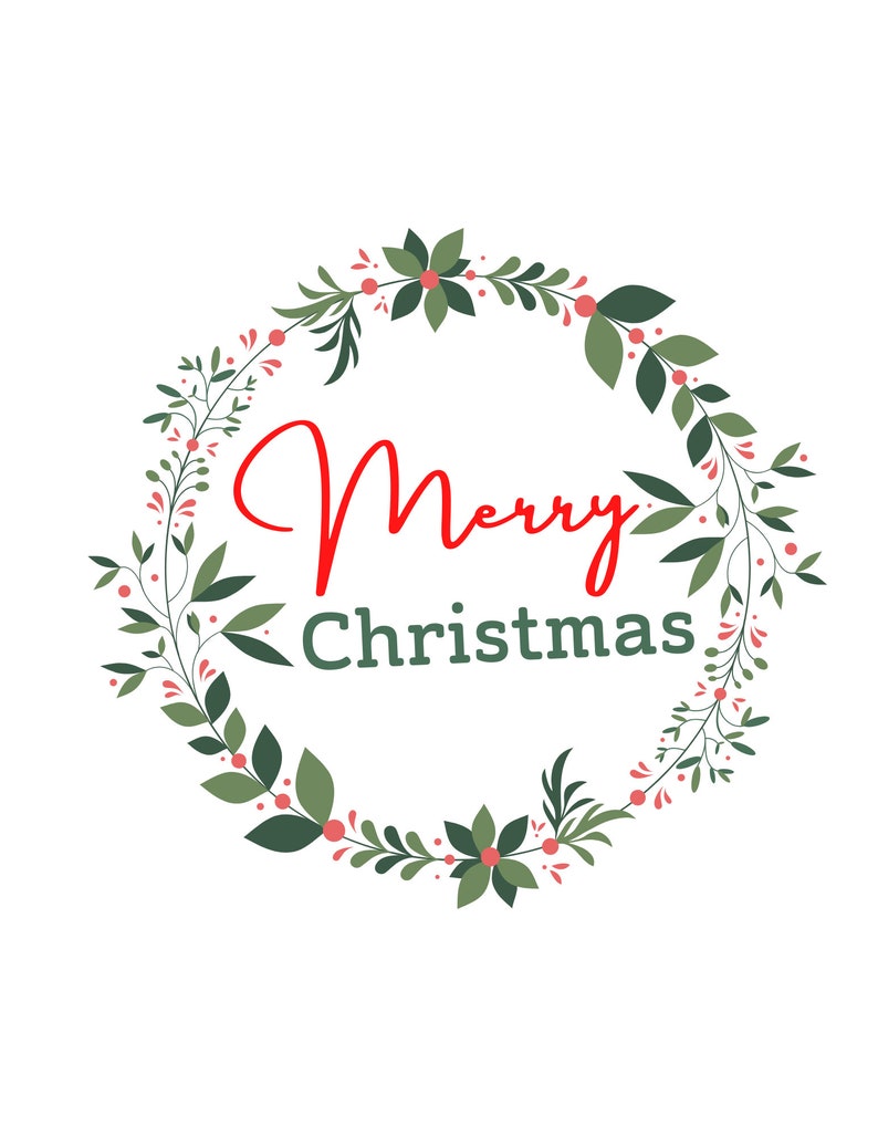 Merry Christmas Wreath Printable, Christmas Wreath Printable, Merry ...