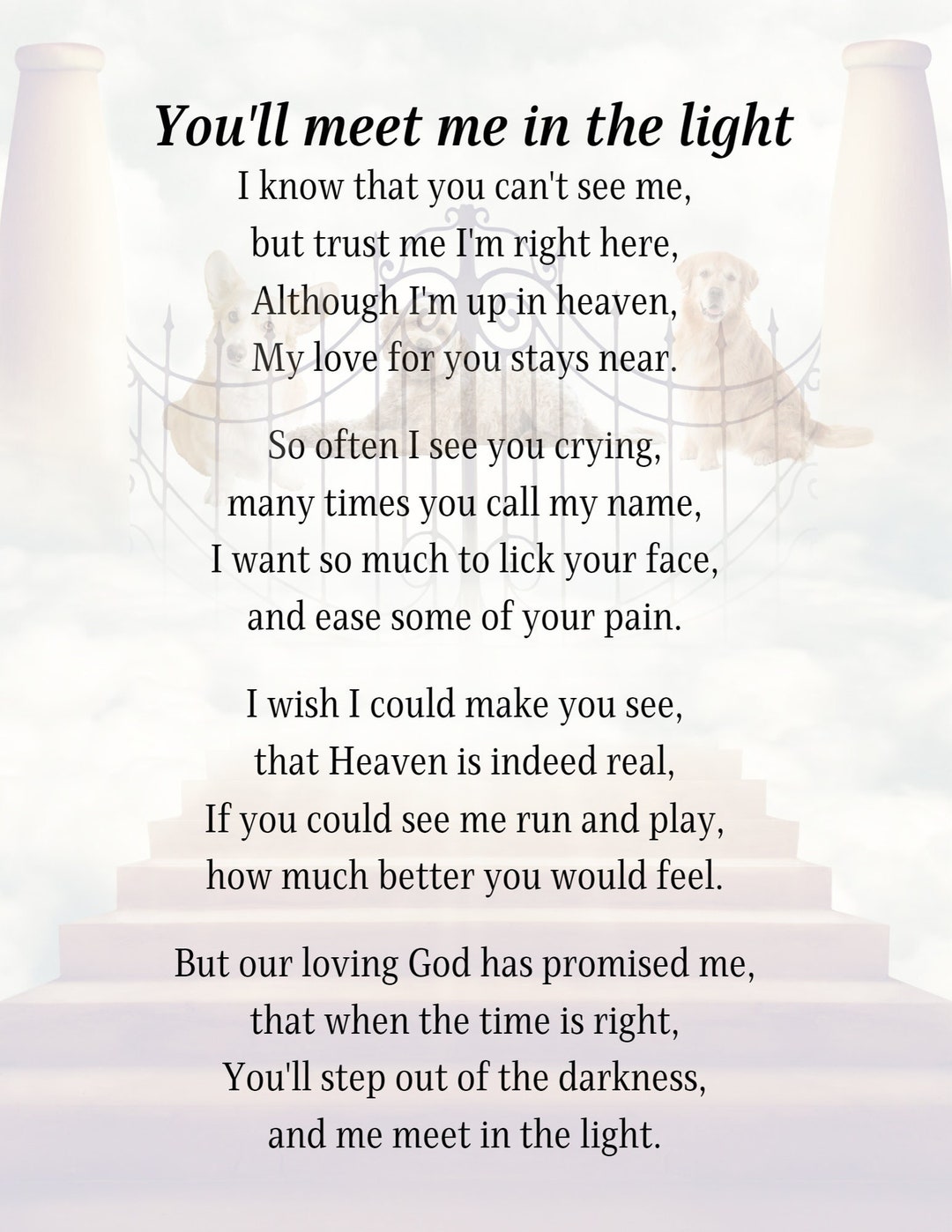 By You Will Meet The Tlsae Requirements You'll Meet Me in the Light Printable, Memorial Print, PNG File - Etsy