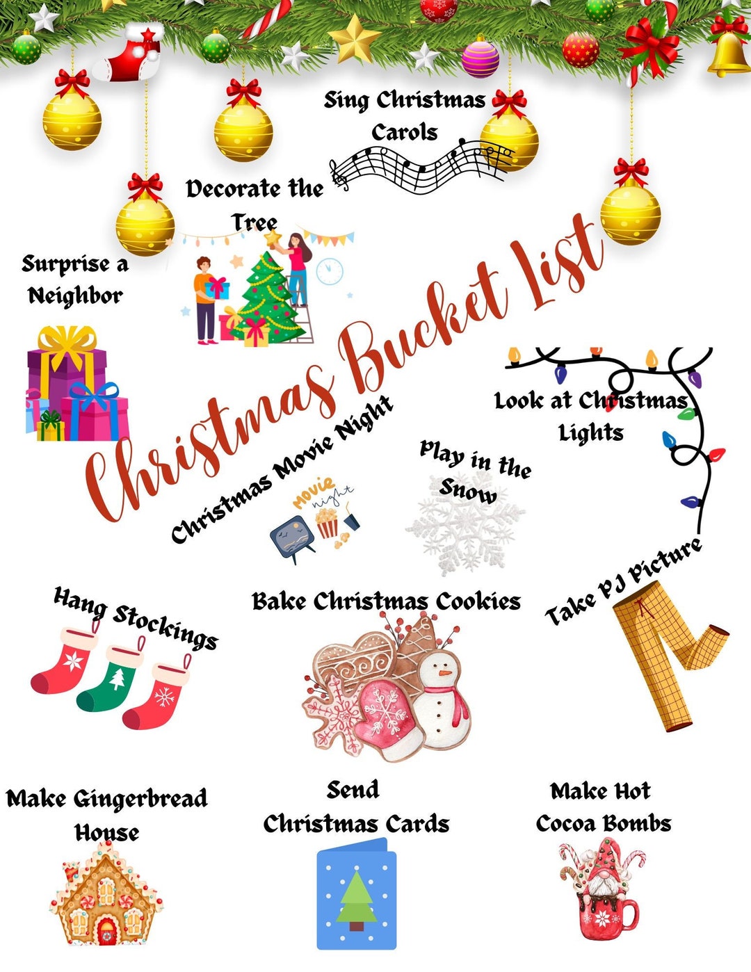 Christmas Bucket List Christmas Printable Holiday Holiday Bucket Christmas Bucket List Christmas Printable Holiday Holiday Bucket