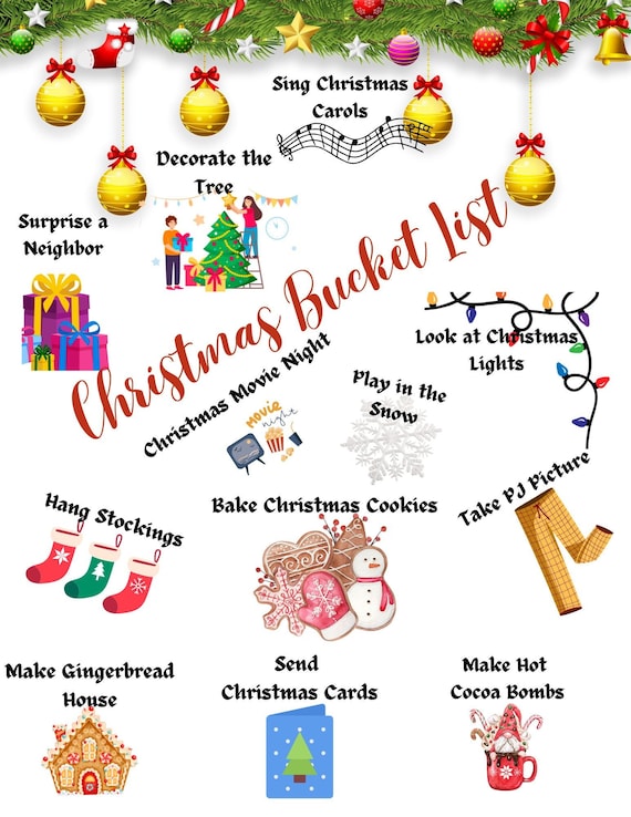 Christmas Bucket List Christmas Printable Holiday Holiday Etsy