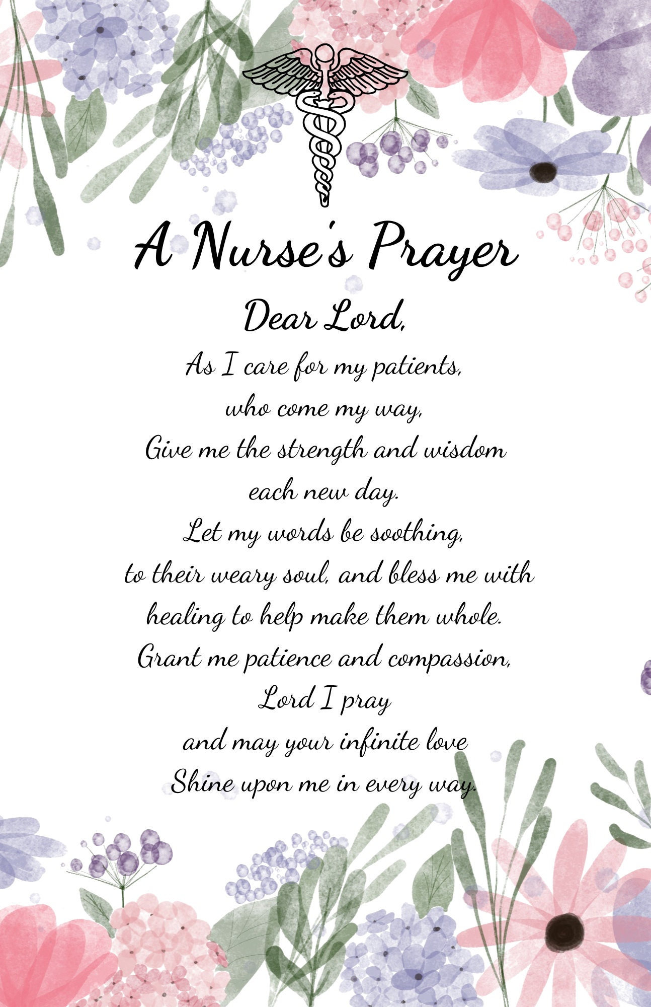 A Nurses Prayer Printable Nurses Nurse Gift Nurse Wall Art Etsy