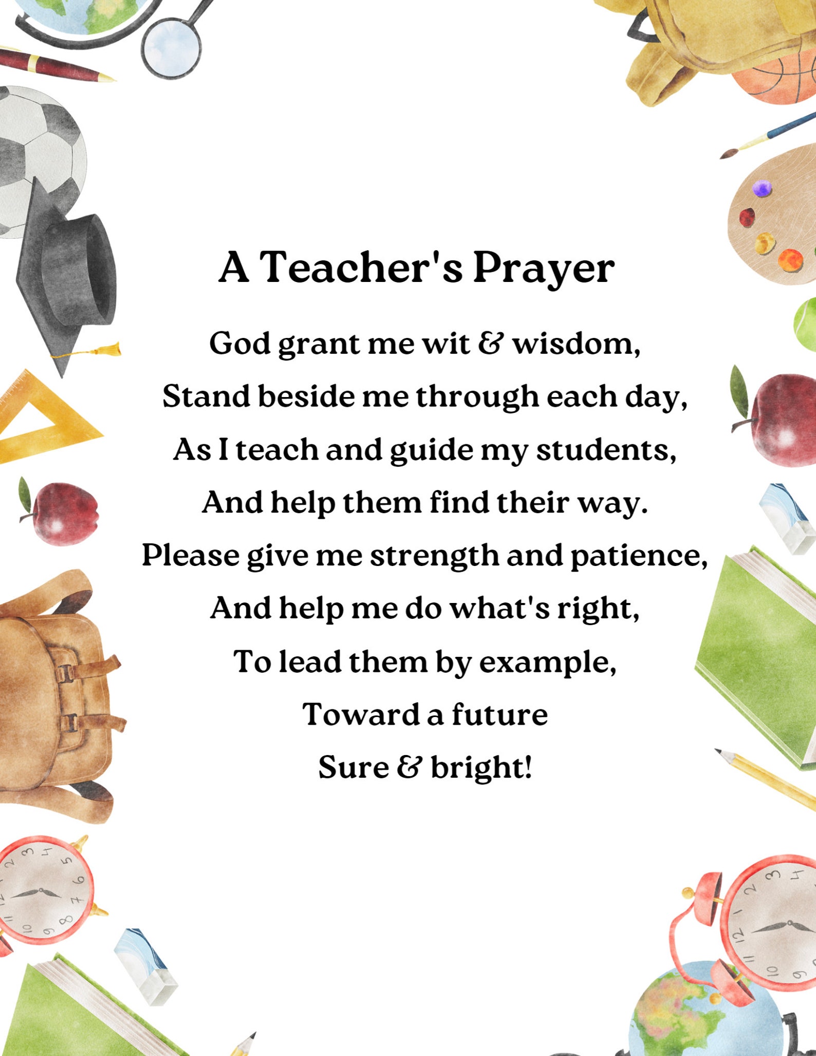 A Teacher's Prayer Printable, Teachers, Teacher Gift, Teacher Wall Art ...