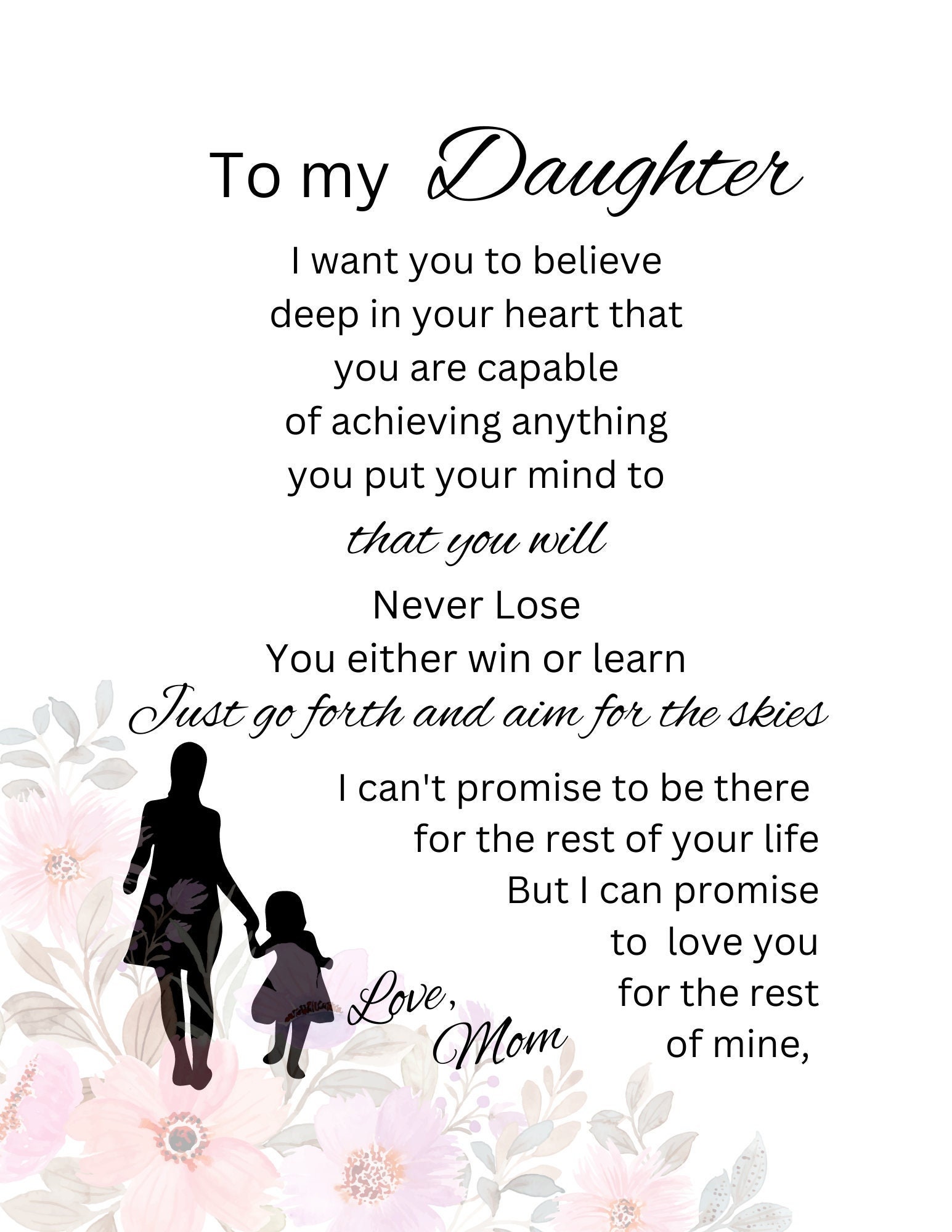 To My Daughter Prayer, Daughter Prayer Printable, Daughter Gift ...