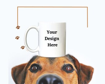 Maqueta de taza para perro / Plantilla de taza de café blanca (Descarga digital JPG)