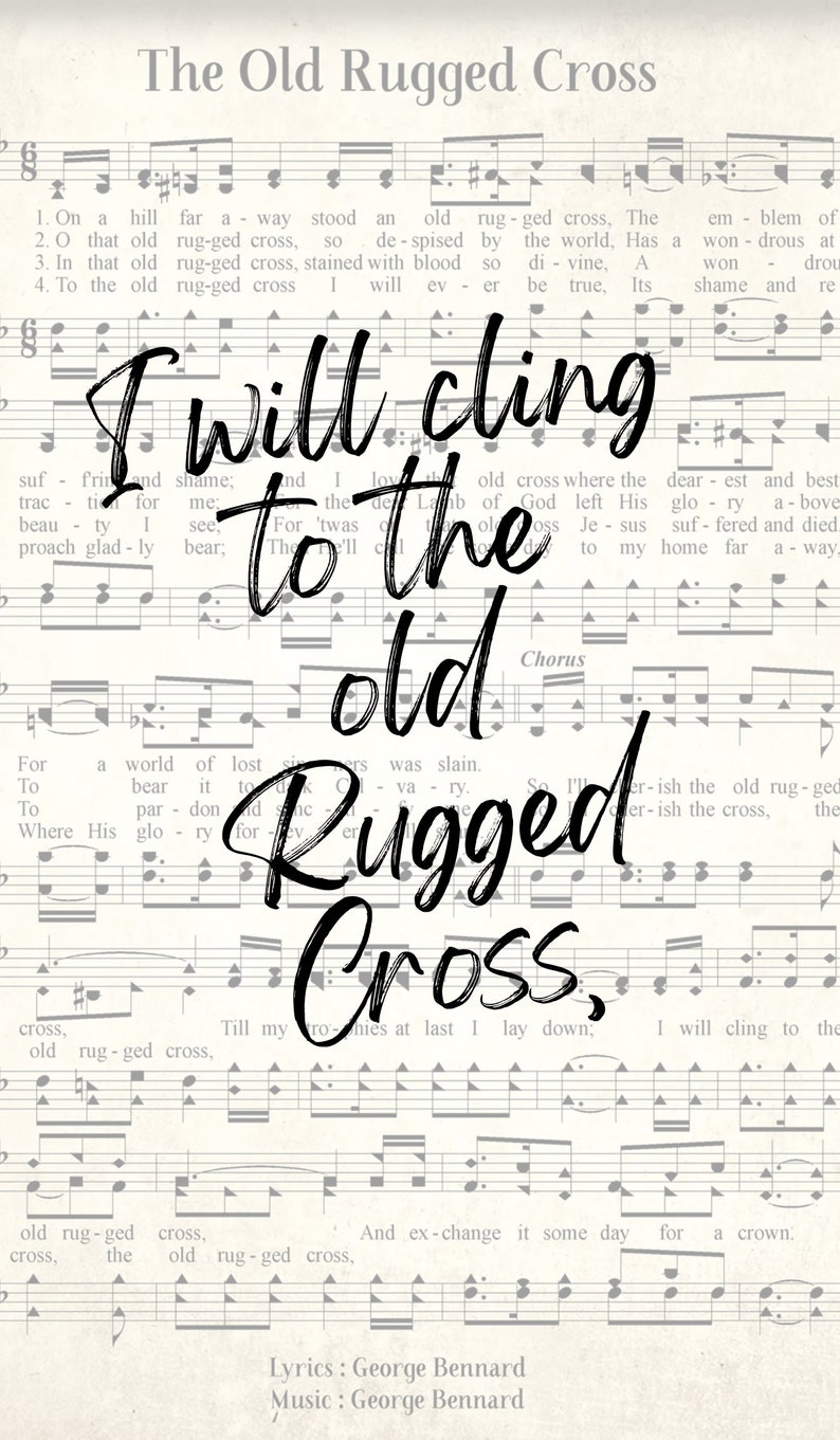 The Old Rugged Cross Hymn Sheet Music the Old Rugged Cross 12x24