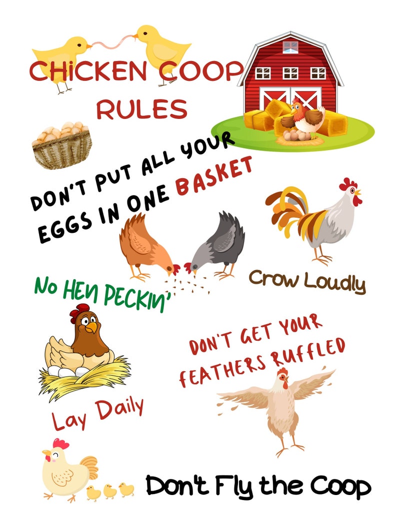 Chicken Coop Rules Chicken Printable Chickens Hen House Digital