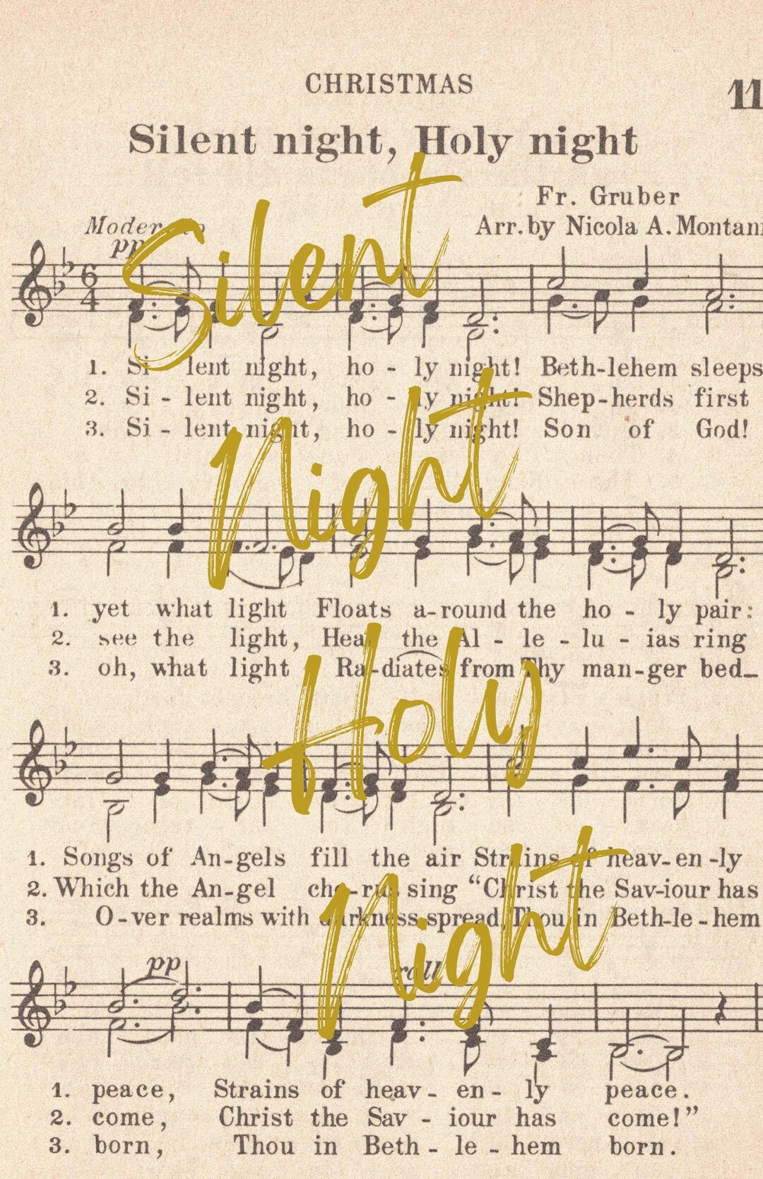 Silent Night | Hymn Sheet Music | Silent Night Printable | Silent Night ...