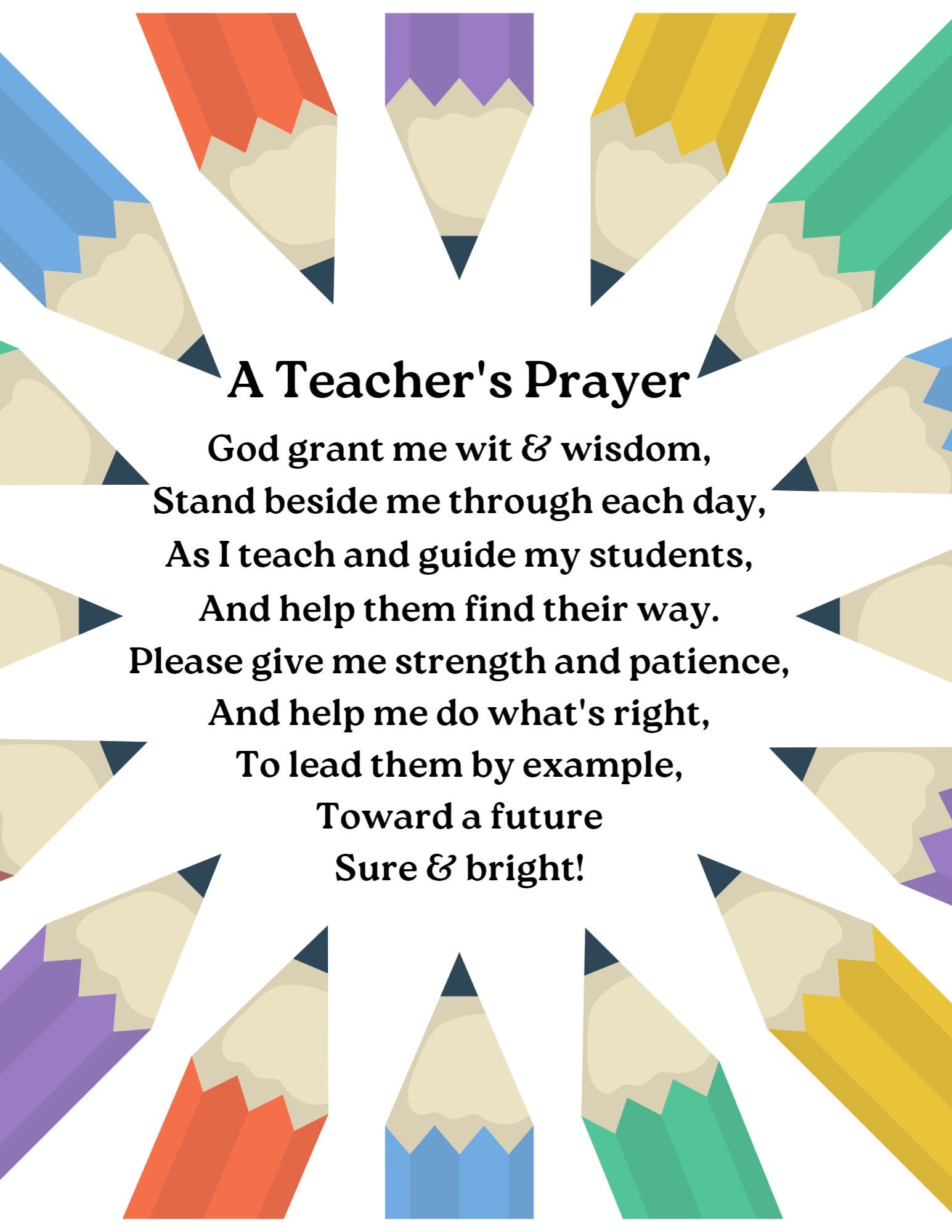 A Teacher's Prayer Printable, Teachers, Teacher Gift, Teacher Wall Art ...