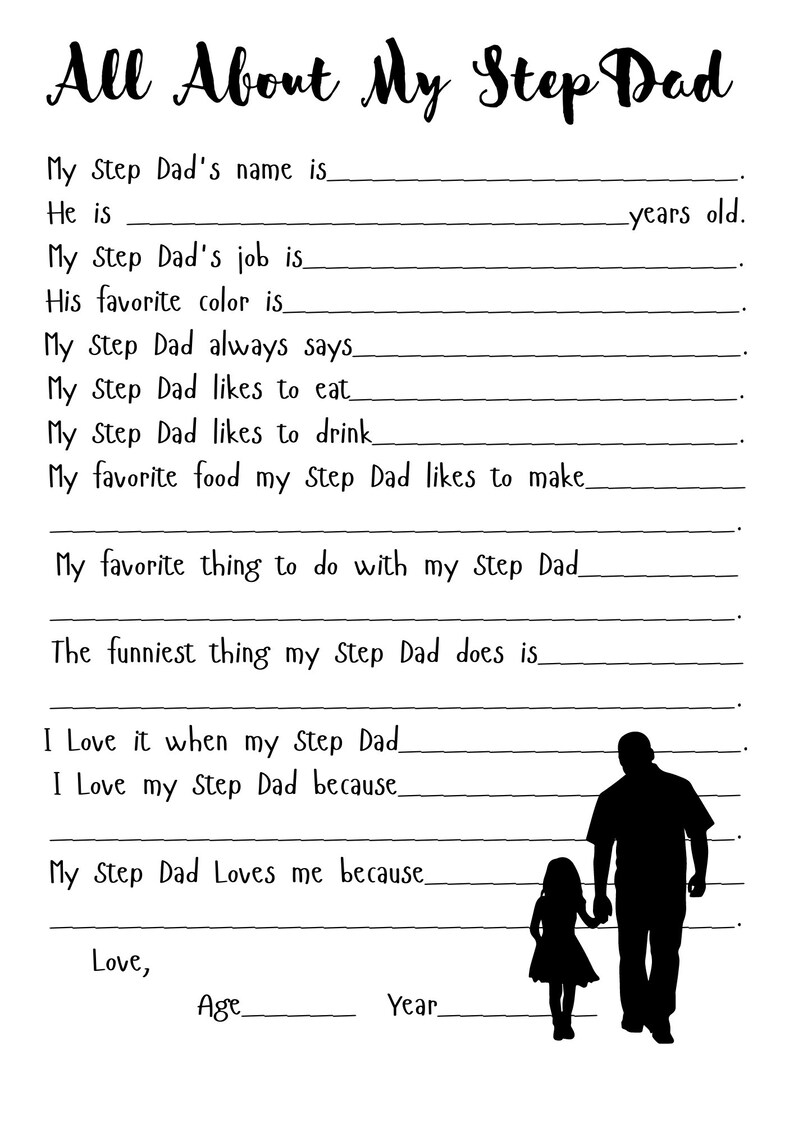 Step Dad Questions Printable All About My Step Dad Printable Questionnaire (PNG Files) - Etsy