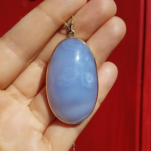 Natural Chalcedony Pendant- 14k Gold Necklace -  Handmade - Custom Jewelry #1495 Watch Video! Agate jewelry