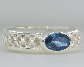 Sterling Silver Blue Topaz Ring - Unisex Gemstone Jewelry -  #615