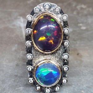 Rustic Opal Ring - Sterling Silver Size 7.5 - Handmade Rustic Gemstone Jewelry #590