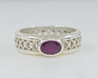 Sterling Silver Ruby Ring - Unisex Gemstone Jewelry -  #606