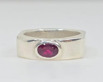 Sterling Silver Ruby Ring - Unisex Gemstone Jewelry -  #605