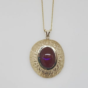 Brown Opal Pendant 14k Yellow Gold - Natural Gemstone Necklace Jewelry #149