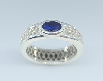 Sterling Silver Blue Sapphire Ring - Unisex Gemstone Jewelry -  #616