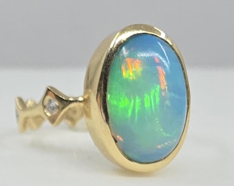 Opal Ring 14k Gold Stacking Ring Set #637